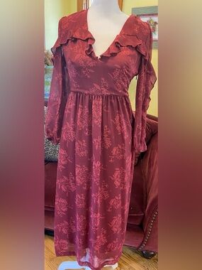 Anthropologie Steele Sahara Midi Dress Ruffles